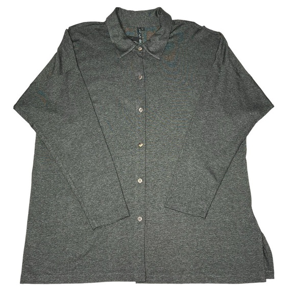 NWT BY JJ Women's Long Sleeve Button Down Grey Stretch Blouse Top Size L - Picture 11 of 16